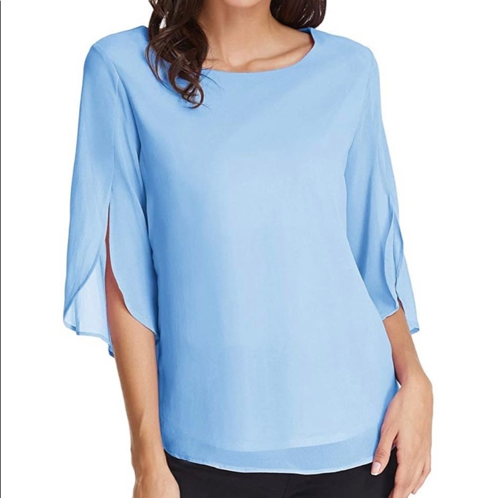 Women's Half Ruffle Sleeve Shirt Sheer Chiffon Blouse Top ( brand new with tag)